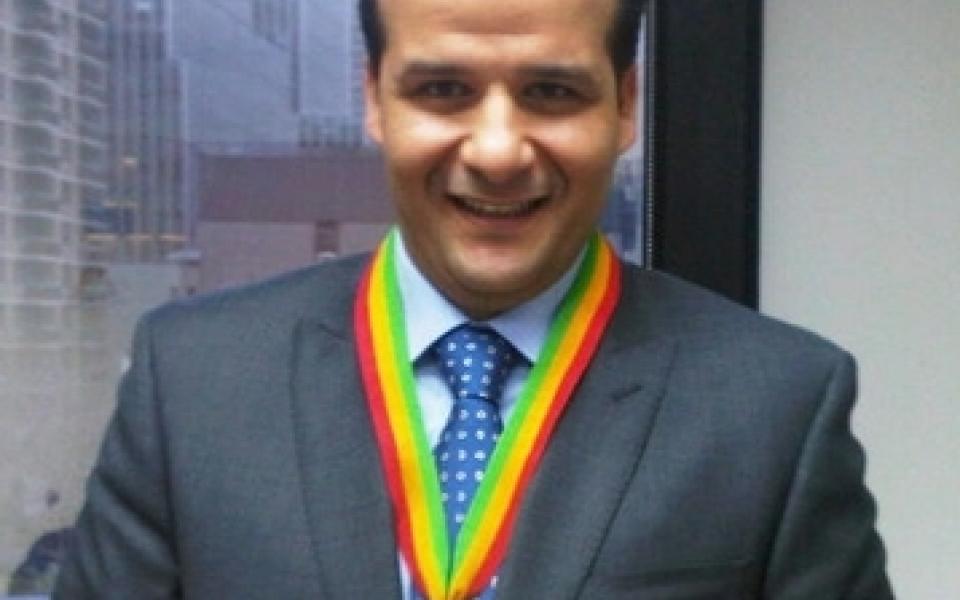Mohammad Al Nsour with a medal on him 