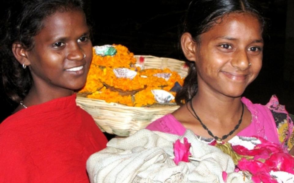 two young girls smiling 