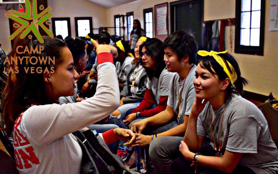 Diverse youth interact with one another at Camp Anytown Las Vegas