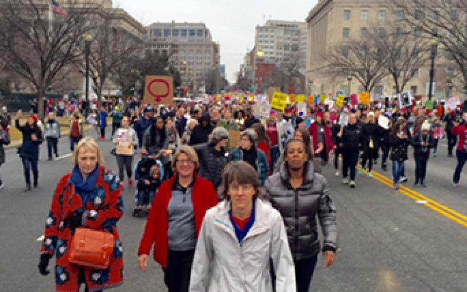 women marching 