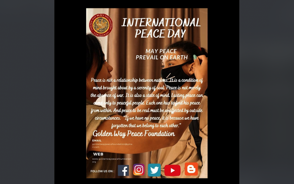 Golden Way Peace Foundation celebrates Peace Day 2020