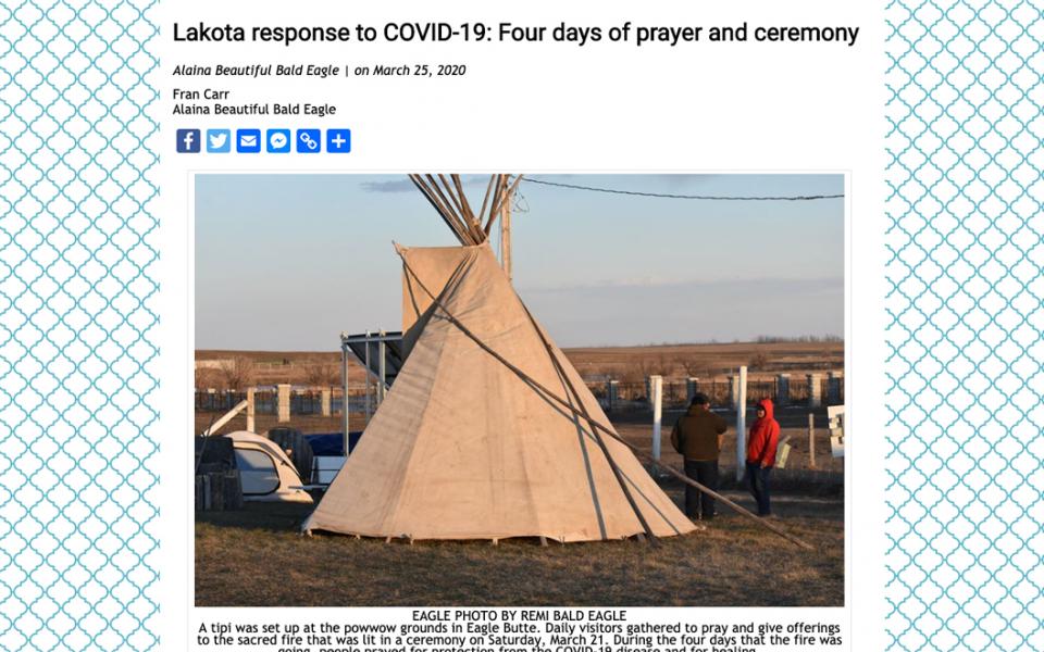 Lakota Response to COVID-19 Includes Four Days of Prayer and Ceremony
