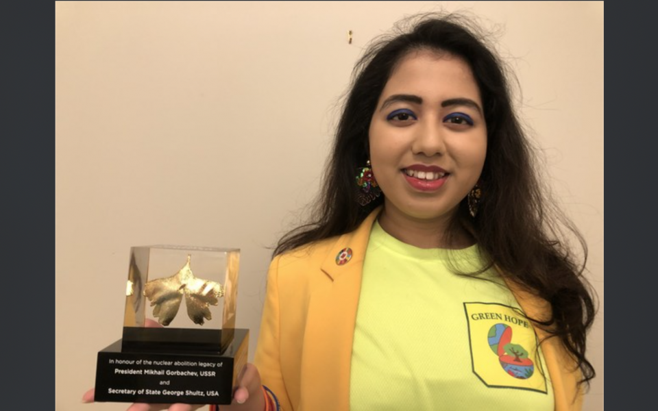 Youth Activist Kehkashan Basu of Toronto, Canada, the first recipient of the “Voices Youth Award."